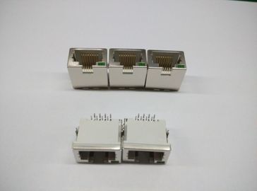 White RJ45 Female Jack 8P8C Single Port Sinking with LED Shield