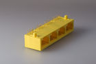 Full Plastic Yellow 90 Degree RJ45, Ethernet RJ45 Plug 8P8C 1 * 4 Port Without LED Gold Plated