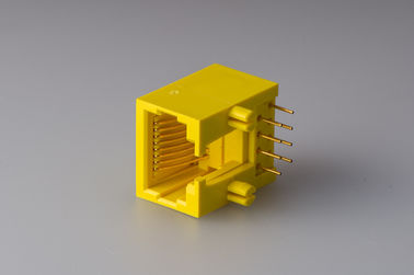 Plastic RJ45 Female Connector 8P8C, RJ45 Single Port Modular Jack Yellow Gold Plated