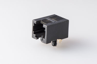 6P6C 90 Degree RJ45 Modular Jack, RJ45 Modular Connector Full Plastic Single Port Female