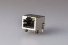 One Port Vertical RJ45 Connector, POE RJ45 Connector With Single Yellow Led And Tab-Up Shielded