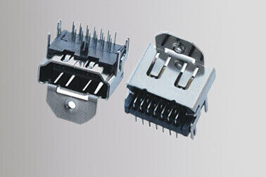19P HDMI Connectors Female Dip Type, SMT HDMI Connector Three Row Single Ear Side Enter