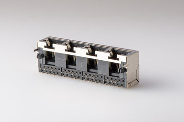 4 Port RJ45 8P8C Female Jack 90 Degree Insert Plant with Shielded