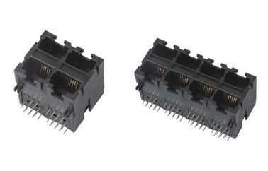 RJ45 Connector 2 x 2 / 2 x 4 Port 90 Degree Without EMI PBT Housing