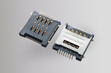 Double SIM Card Connector SMT 8Pins, Micro Sim Socket With Shielded Black Plastic