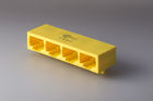 Full Plastic Yellow RJ45 Female Connector, Multi-port RJ45 8P8C 1 X 4 Port Without LED Gold Plated
