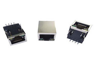PCB Jack 1- port RJ45 Connector with LED 8 pin Shielded and Through Hole Plug