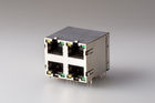 4 Port 90 Degree RJ45 with LED and Shielded, 8P8C Side Enter Gold Plating