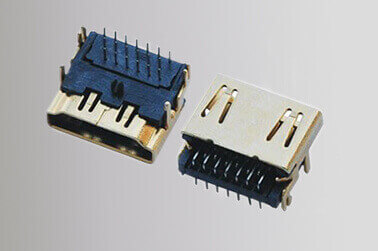HDMI Connectors 19P Female 3 Row Dip Type Side Enter Gold-Plated